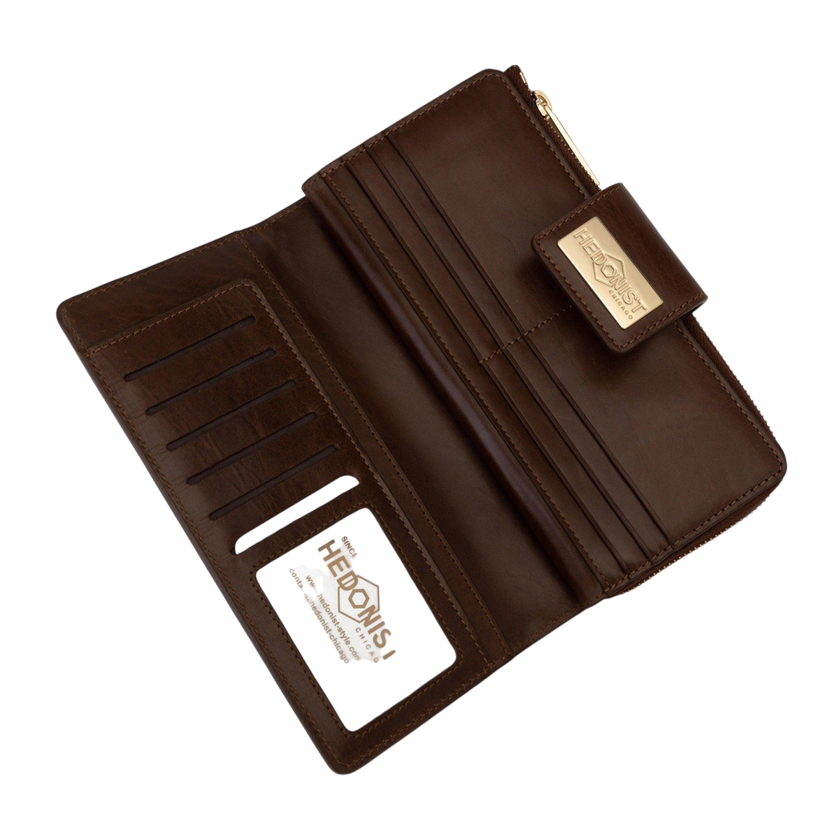 Long_Brown_Leather_Travel_Wallet_for_Women_cards