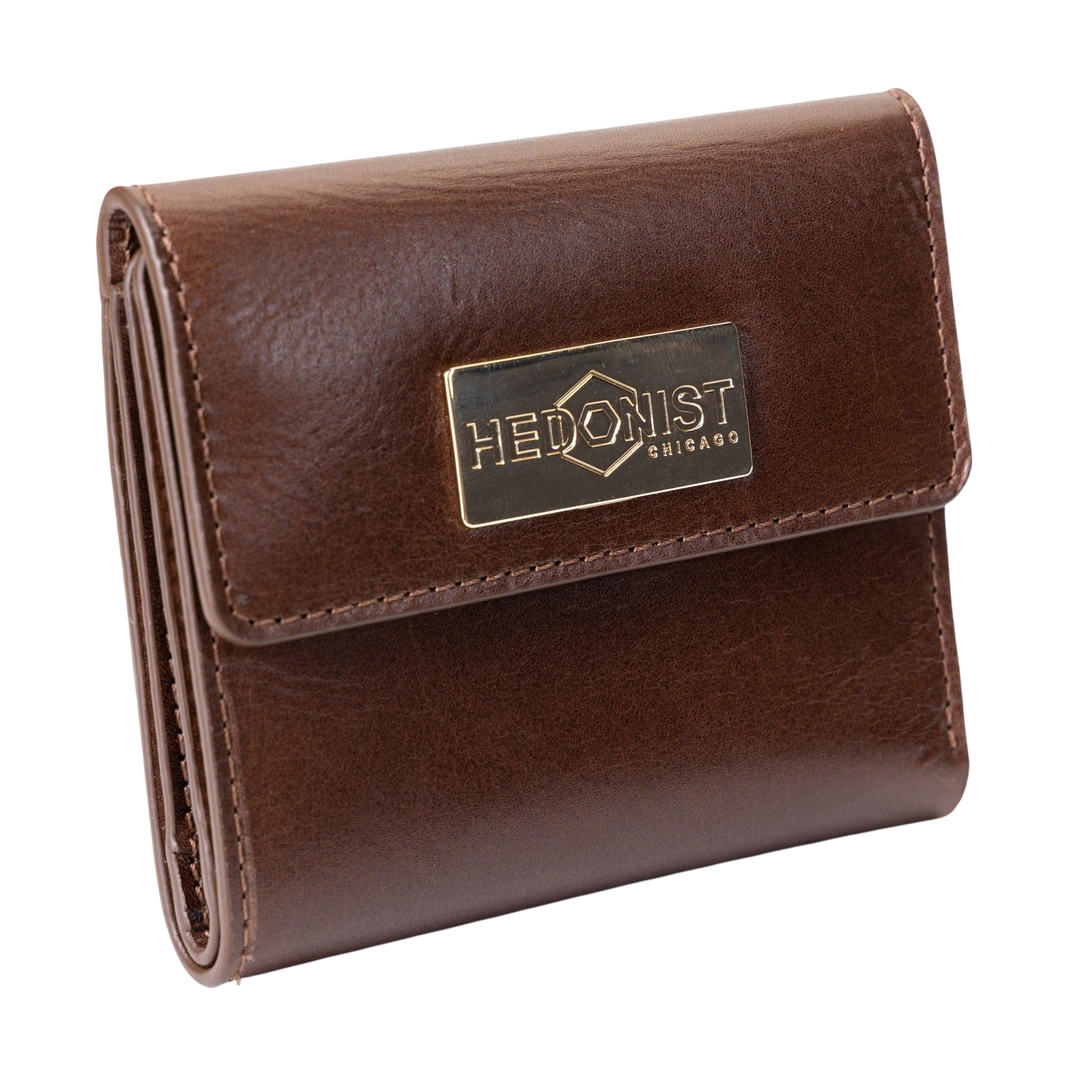 Women's Brown Small Wallet in Smooth Leather from Hedonist Chicago