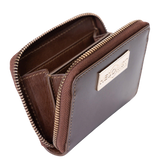 Mini Zip Around Women's Brown Leather Wallet by Hedonist Chicago | Card Holder