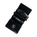 Curved black ratchet buckle 1.38 inch side profile view | Hedonist Chicago