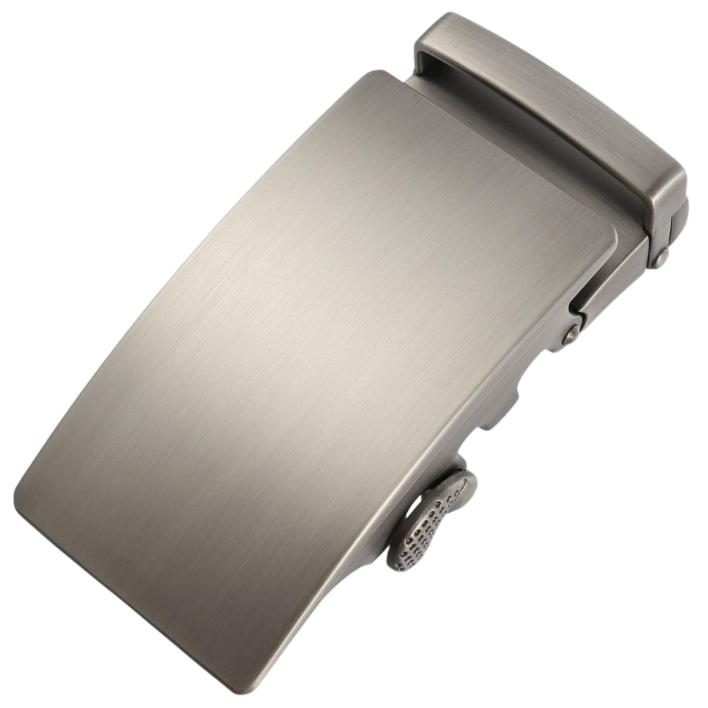Plate curved steel ratchet belt buckle 1.38 inch polished front view | Hedonist Chicago