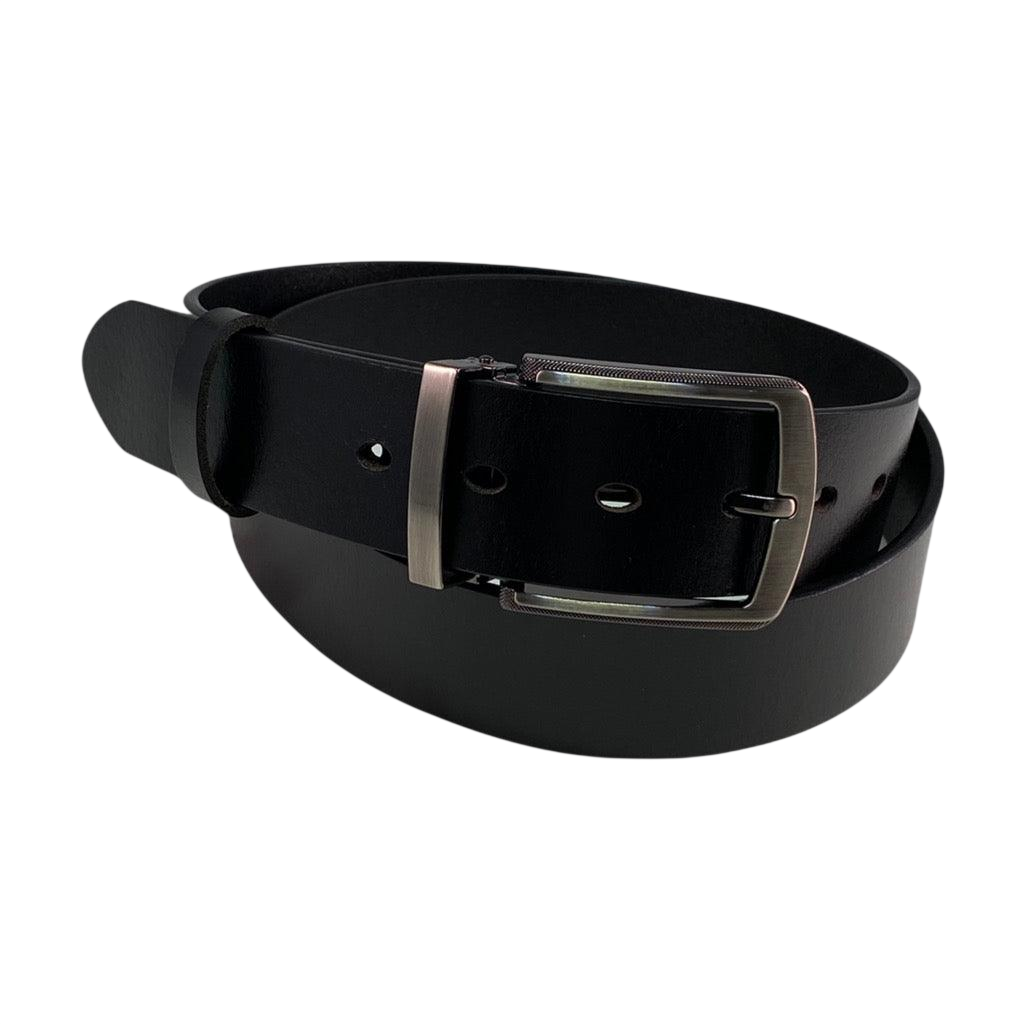 Dark brown pin and clip leather belt strap 1.55 inch with gun metal buckle - Hedonist Chicago