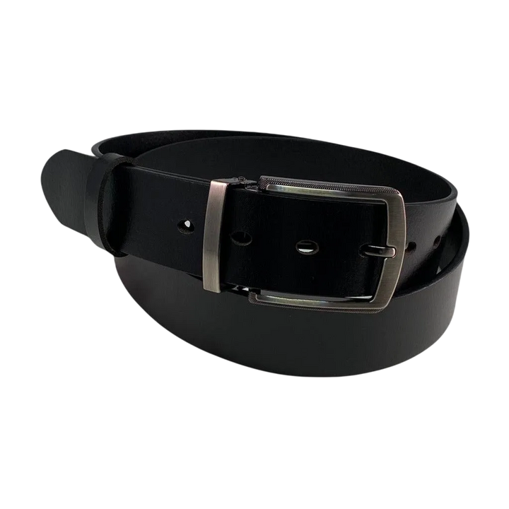 Dark brown pin and clip leather belt strap 1.55 inch with gun metal buckle - Hedonist Chicago