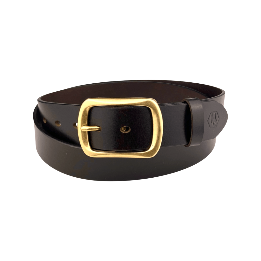 Dark brown extra durable leather belt strap 1.55 inch with buckle 123 - Hedonist Chicago