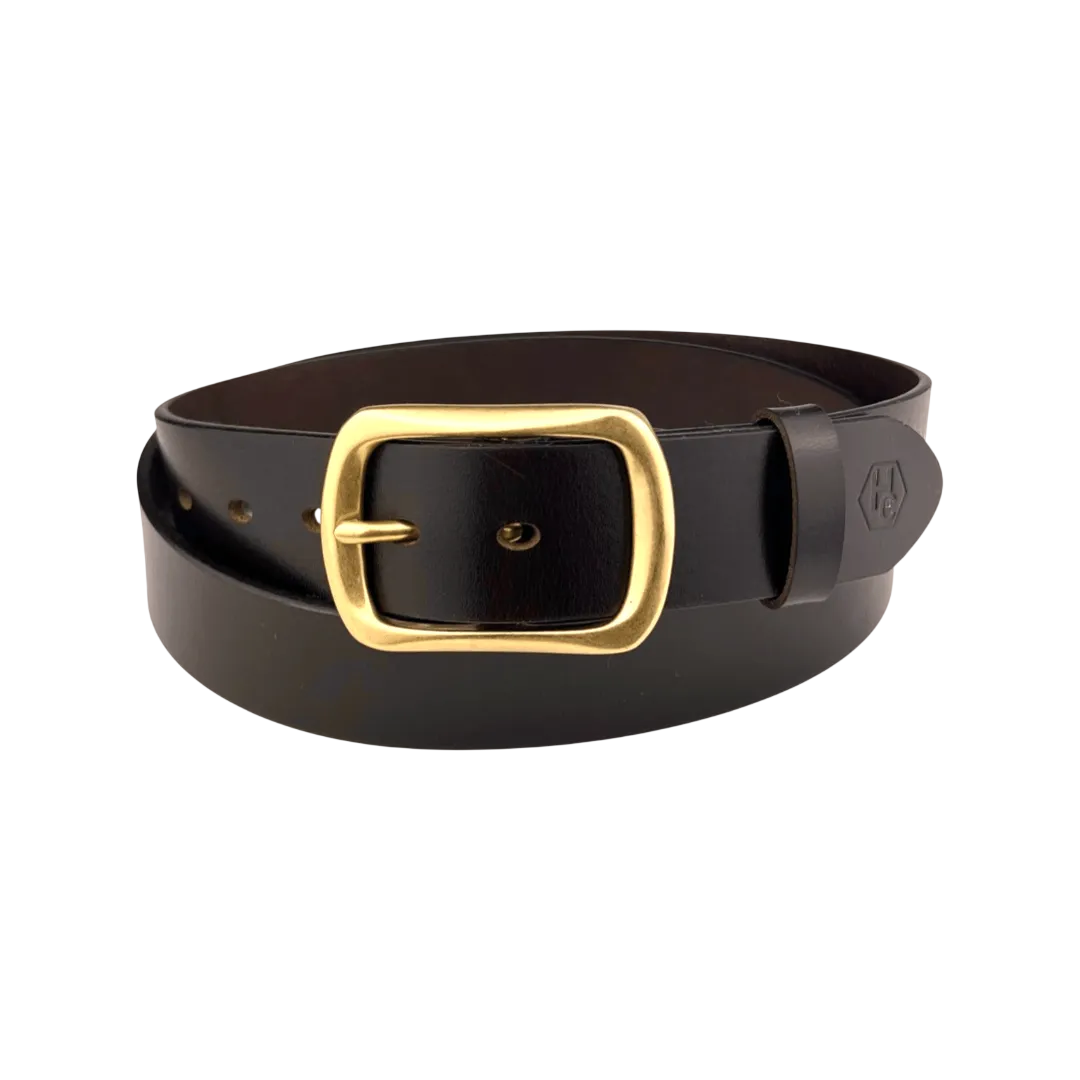 Dark brown extra durable leather belt strap 1.55 inch with buckle 123 - Hedonist Chicago