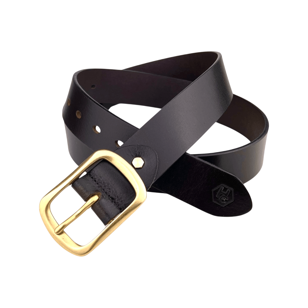 Dark brown extra durable leather belt strap 1.55 inch with buckle 123 view 3 - Hedonist Chicago