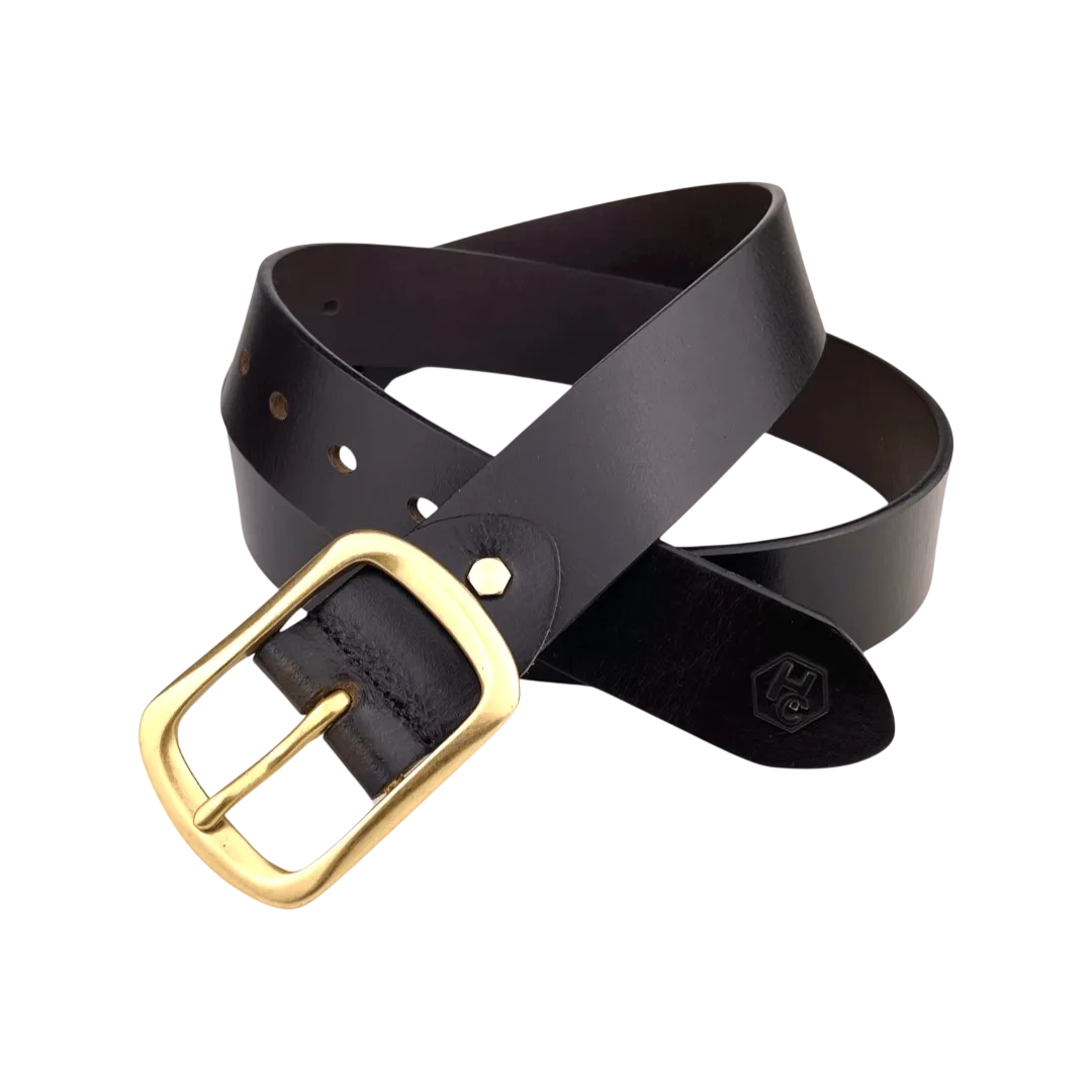 Dark brown extra durable leather belt strap 1.55 inch with buckle 123 view 3 - Hedonist Chicago