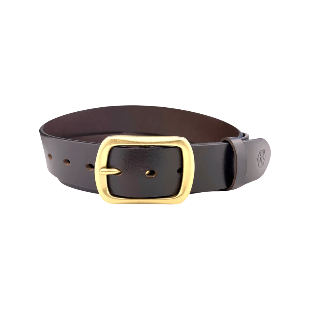 Dark brown extra durable leather belt strap 1.55 inch with buckle 123 view 4 - Hedonist Chicago