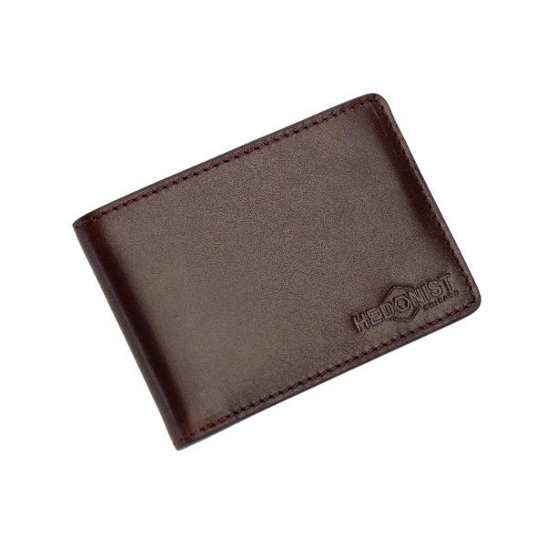 Compact Men's Wallet in Dark Brown Leather - free personalization