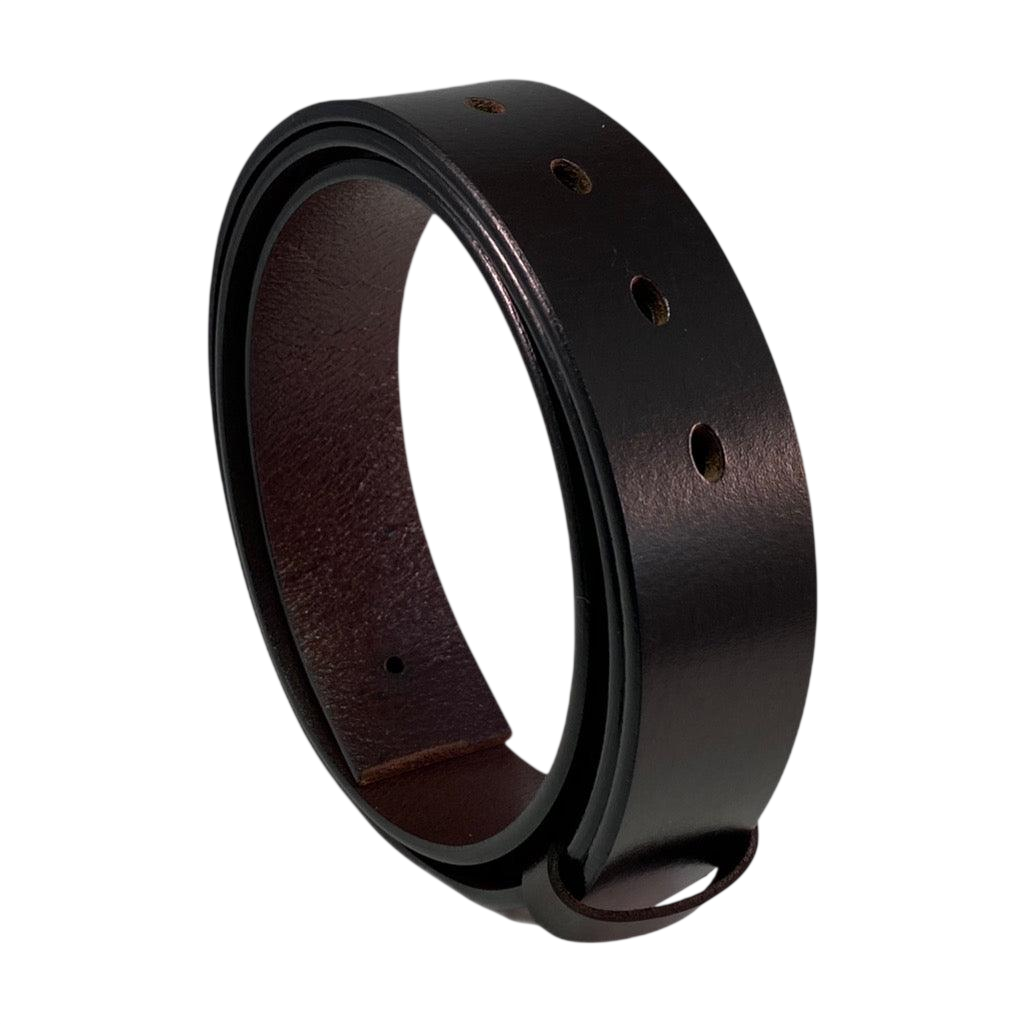 Dark brown pin and clip genuine leather belt strap 1.55 inch - Hedonist Chicago