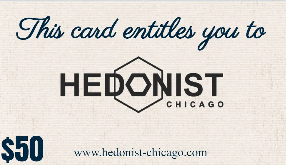 $50 Hedonist Chicago gift card for leather belts, wallets, and keychains