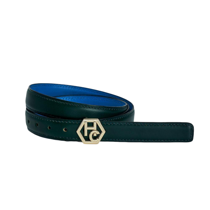 Women's reversible design leather belt - deep sea green - Hedonist Chicago - premium women's leather accessory