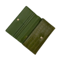 Trifold Women's Green Leather Wallet with Croc by Hedonist Chicago Cards
