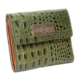 Women's Small Green Leather Wallet with Coin Pocket from Hedonist Chicago