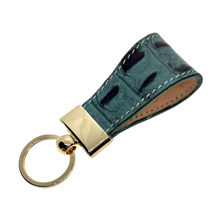 Hedonist Chicago grey key chain in grey, slim profile, full grain leather, product view