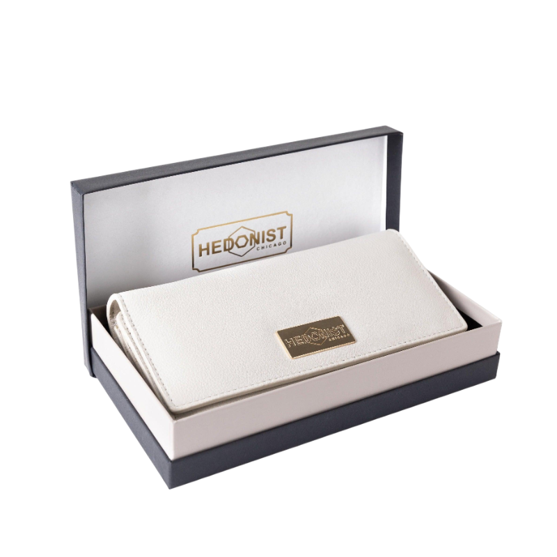 Gray Wallet for Women in Soft Smooth Leather in Box