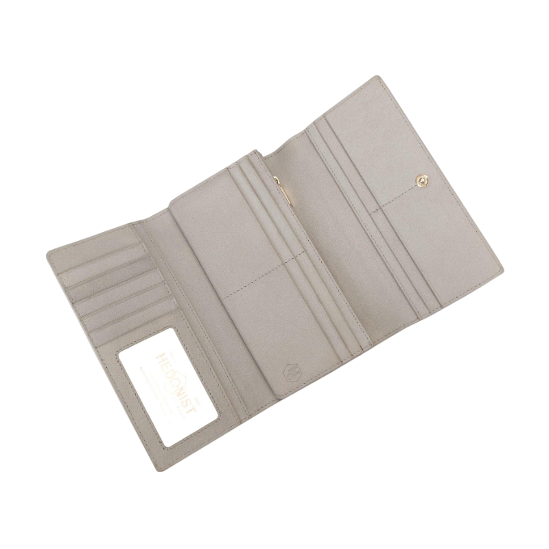 Gray Wallet for Women in Soft Smooth Leather ID Window