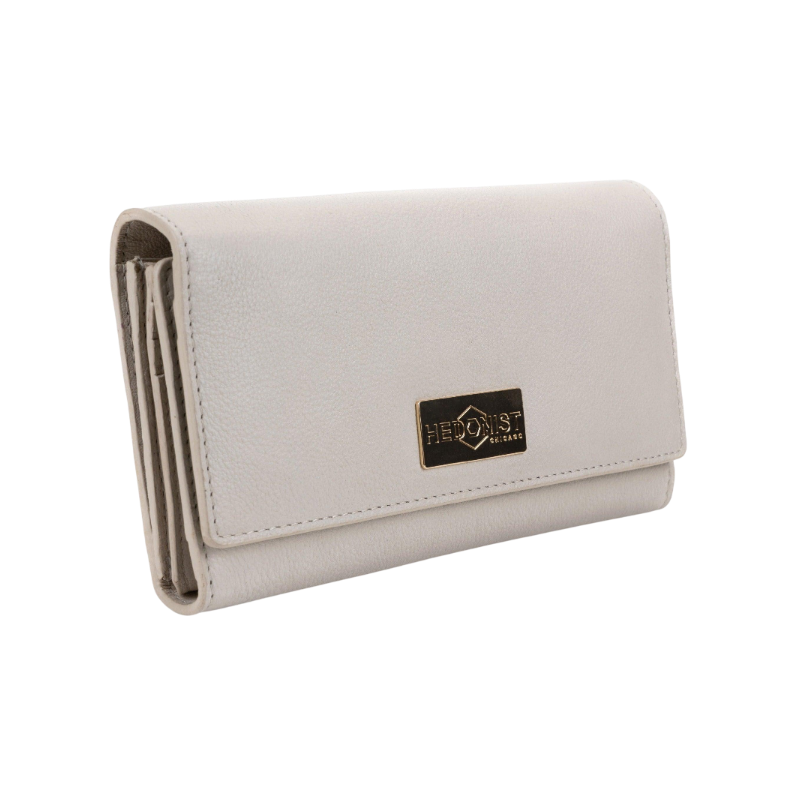 Gray Wallet for Women in Soft Smooth Leather Main view