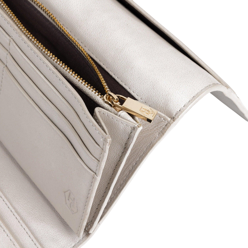 Gray Wallet for Women in Soft Smooth Leather Zipper