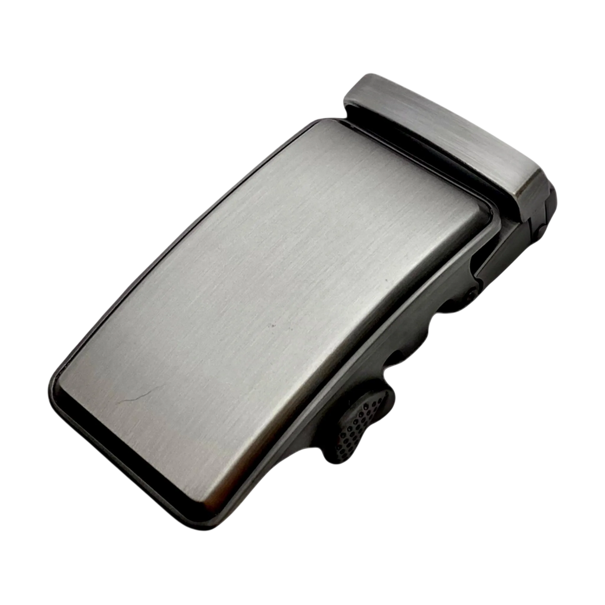 Jeans washed metallic ratchet belt buckle 1.38 inch front view | Hedonist Chicago