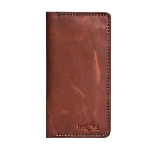 Handmade Long Cardholder 12 Slots Light Mahogany Pull-Up | Hedonist Chicago
