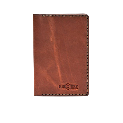 Hedonist Chicago light mahogany passport case in light mahogany, travel cover, full grain leather, product view