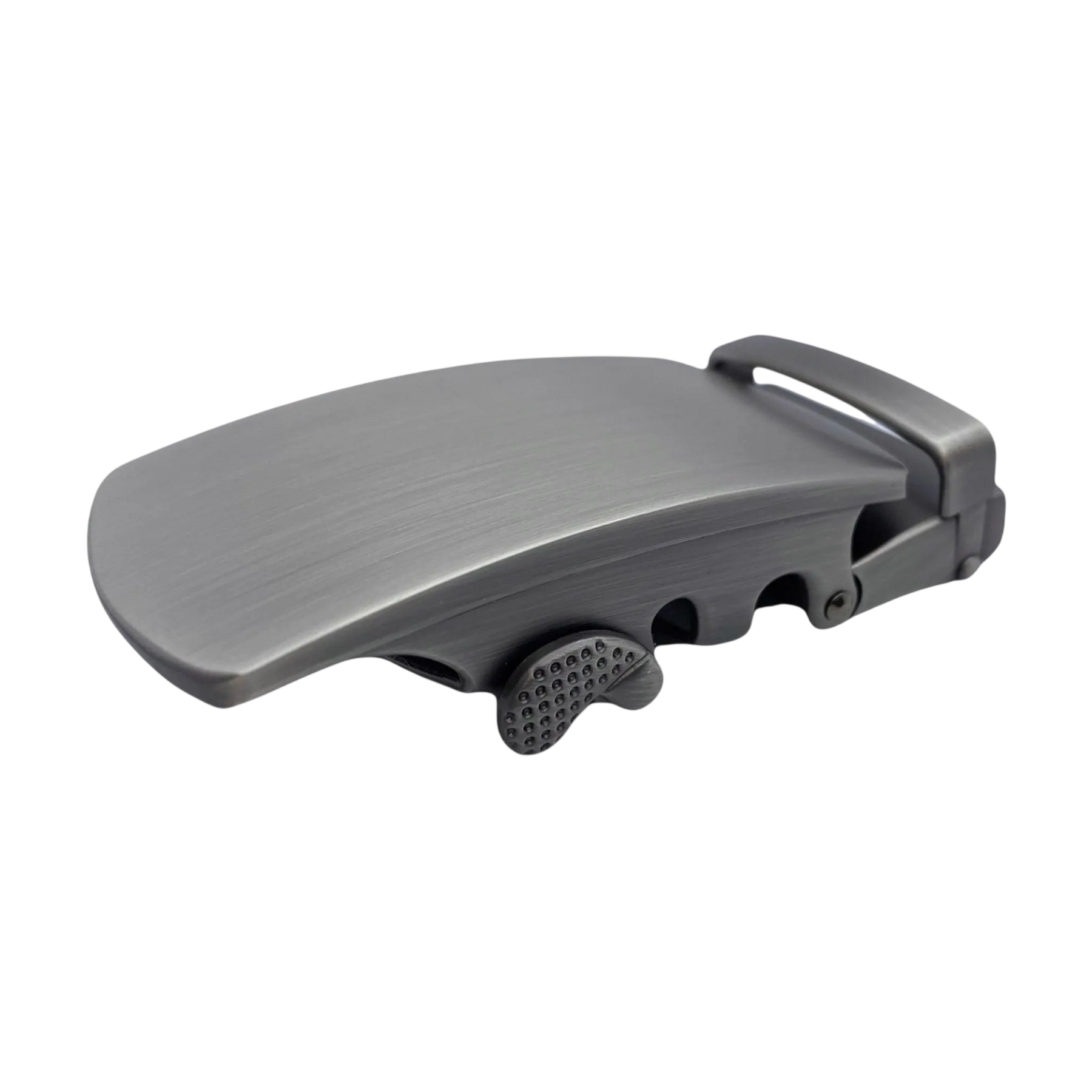 Curved metallic ratchet belt buckle 1.38 inch for leather straps | Hedonist Chicago