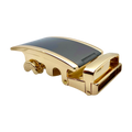 Plate black and gold ratchet buckle 1.38 inch side profile view | Hedonist Chicago