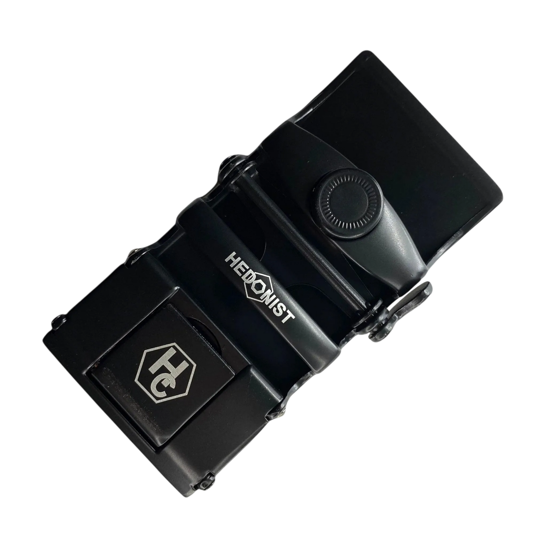 Plate black ratchet buckle 1.38 inch back locking mechanism | Hedonist Chicago
