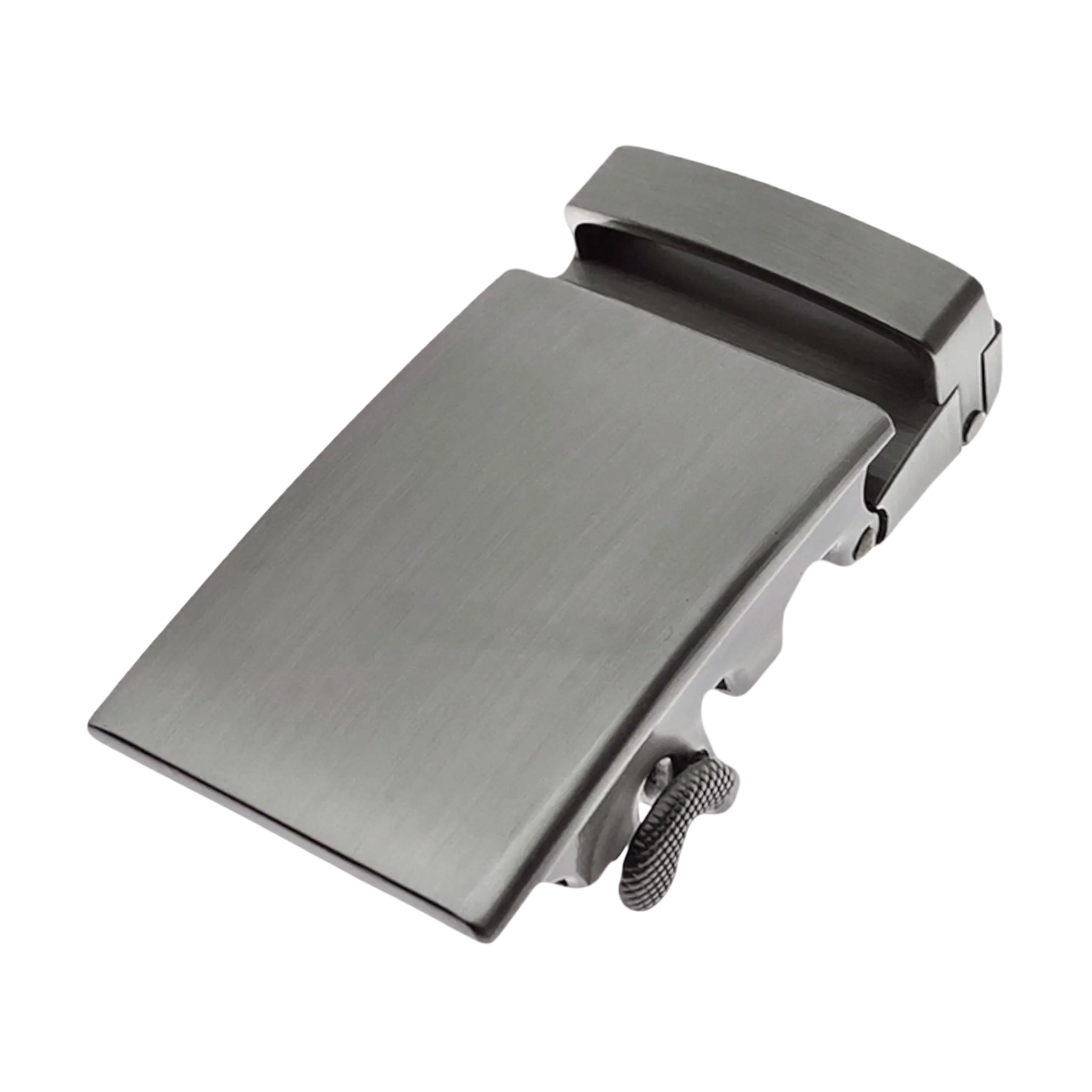 Plate metallic ratchet belt buckle 1.38 inch polished front view | Hedonist Chicago