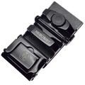 Plate saffiano ratchet buckle 1.38 inch textured pattern closeup | Hedonist Chicago
