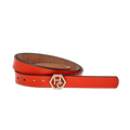 Women's Orange-Red Leather Belt 1"