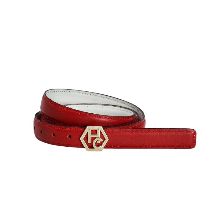 Women's signature detail belt - red - Hedonist Chicago - premium women's leather accessory
