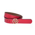 Women's Pink-Red Leather Belt 1.3"