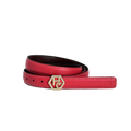 Women's Pink-Red / Black Leather Belt 1.0" Reversible