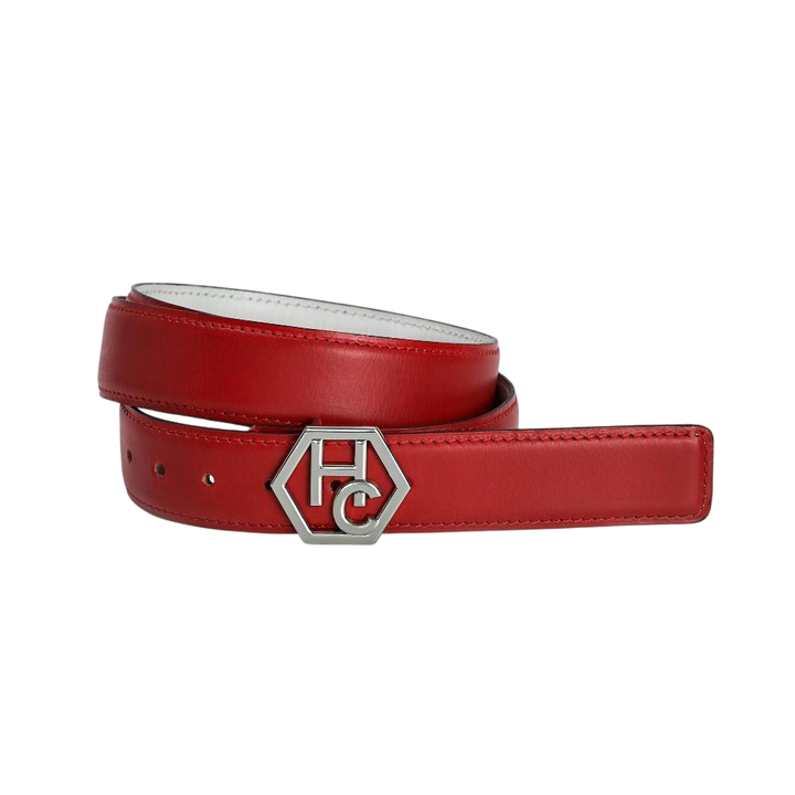 Women's reversible design leather belt - red - Hedonist Chicago - premium women's leather accessory