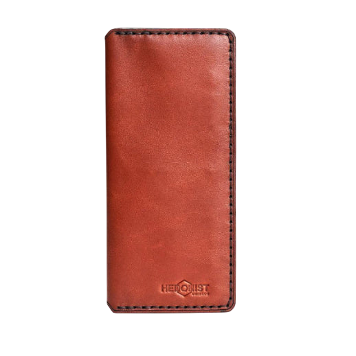 Handmade Long Leather Cardholder 8 Card Slots Red Brick | Hedonist Chicago