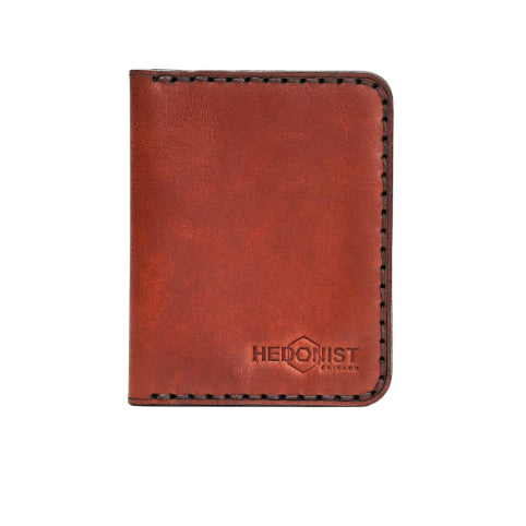 Handmade Leather Men's Wallet ID Slot and 4 Cards Red Brick | Hedonist Chicago