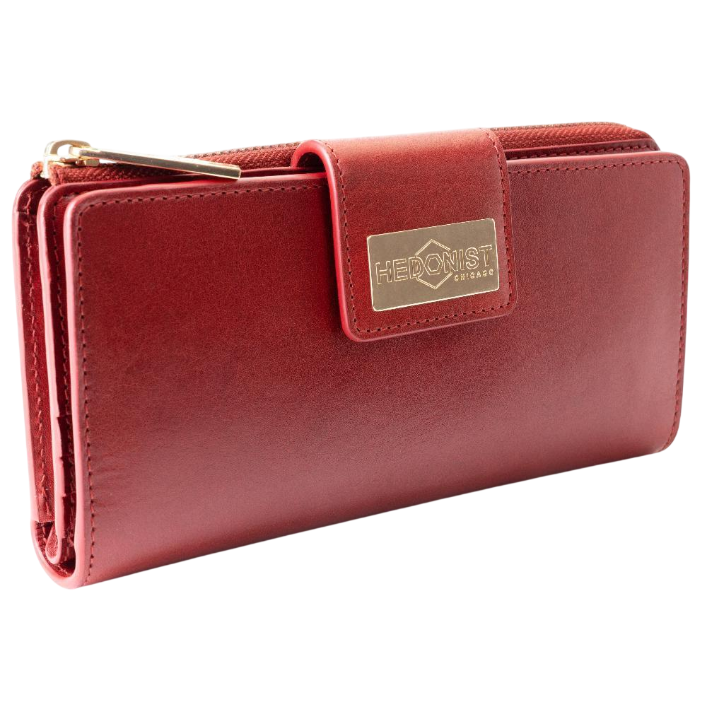 Long Red Leather Wallet for Women | Hedonist Chicago | front view