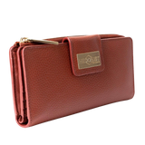 Large Red Zip Wallet for Women Pebbled Leather |Hedonist Chicago