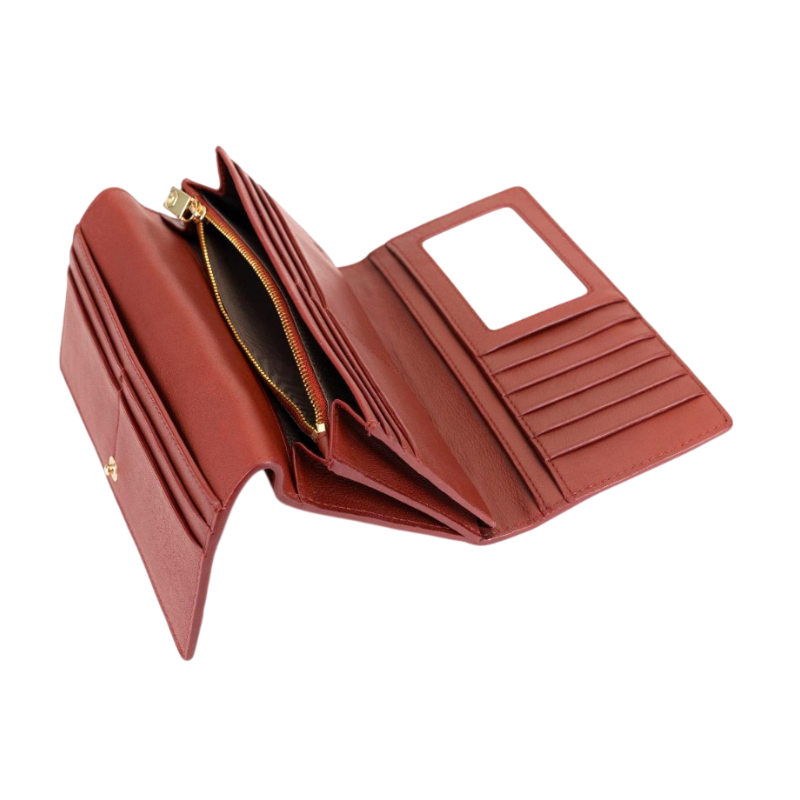 Red Leather Wallet for Women with Coin Pocket by Hedonist Chicago coin pocket