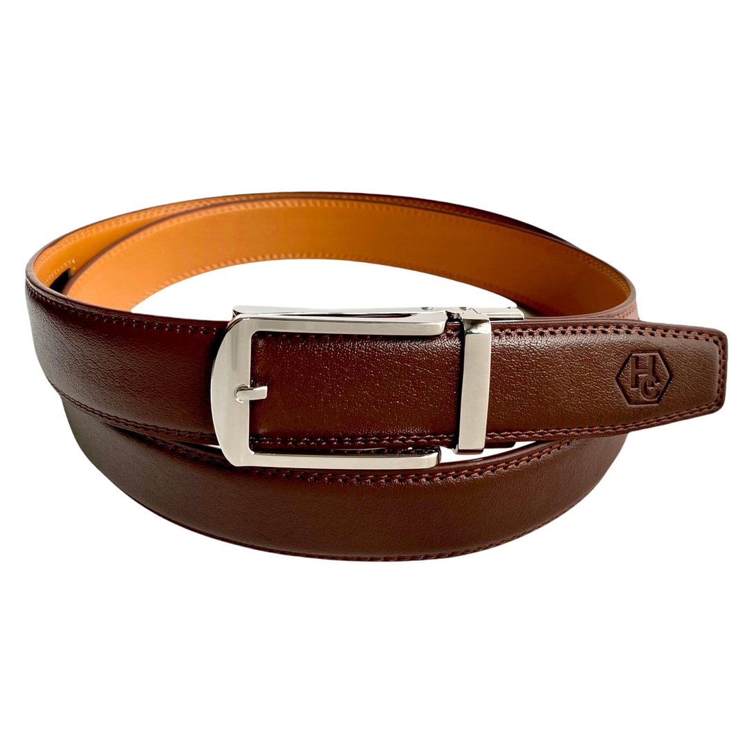 Silver Hollow Automatic belt buckle 1.38" , front view, for ratchet leather belts by Hedonist Chicago