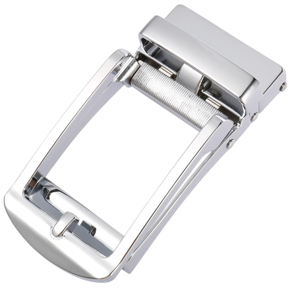 Steel ratchet belt buckle 1.38 inch polished front view | Hedonist Chicago