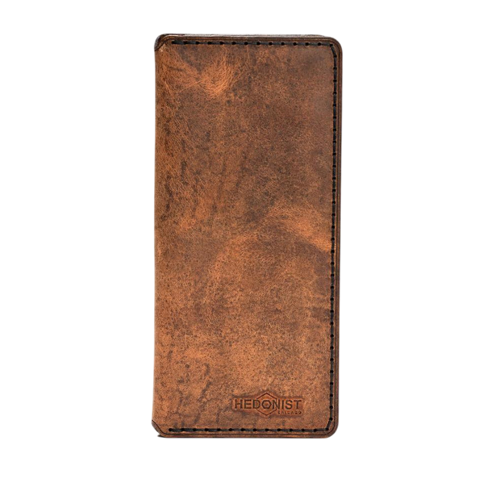 Handmade Long Leather Cardholder 8 Card Slots Tan Pull-Up | Hedonist Chicago