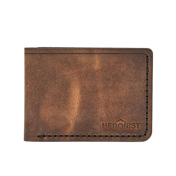 Handmade Men's Leather Wallet 4 Card Slots Tan Pull-Up | Hedonist Chicago