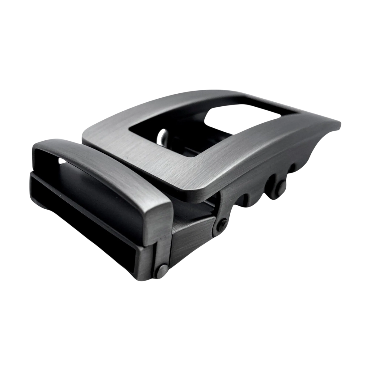 Washed metallic ratchet buckle 1.38 inch angled profile photo | Hedonist Chicago