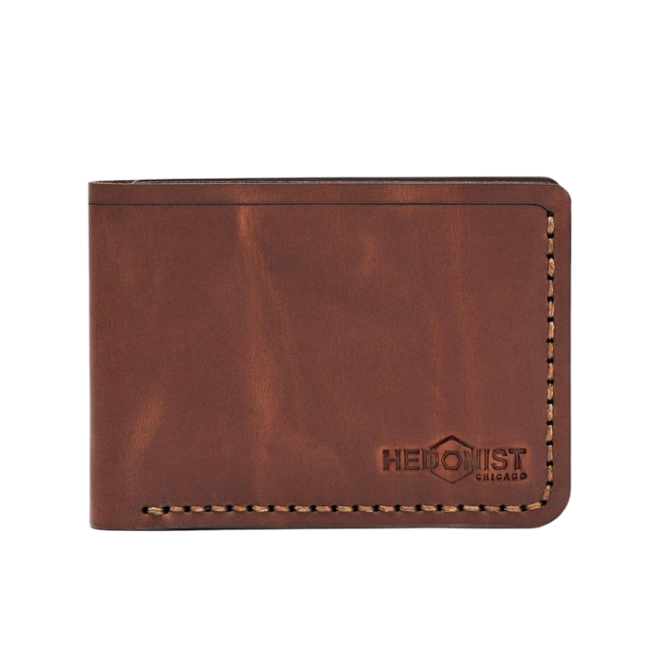 Handmade Men's Leather Wallet 4 Card Slots Whisky Pull-Up | Hedonist Chicago