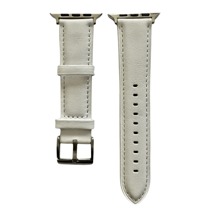 White padded leather Apple Watch band two-piece strap with buckle and holes | Hedonist Chicago