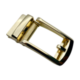 Yellow gold ratchet belt buckle 1.15 inch polished front view | Hedonist Chicago