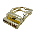 Yellow gold ratchet buckle 1.15 inch side profile view | Hedonist Chicago